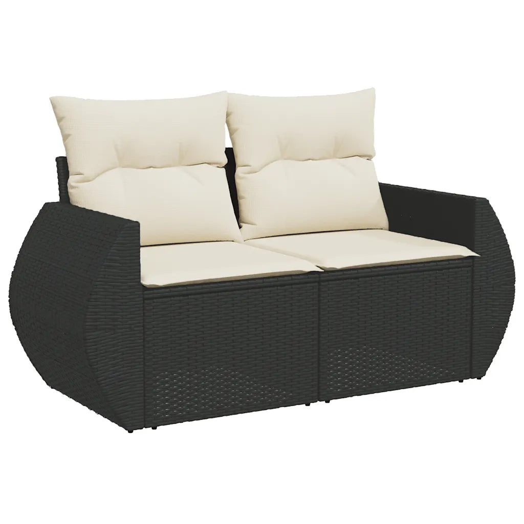 Set Divano da Giardino 6 pz con Cuscini Nero in Polyrattan