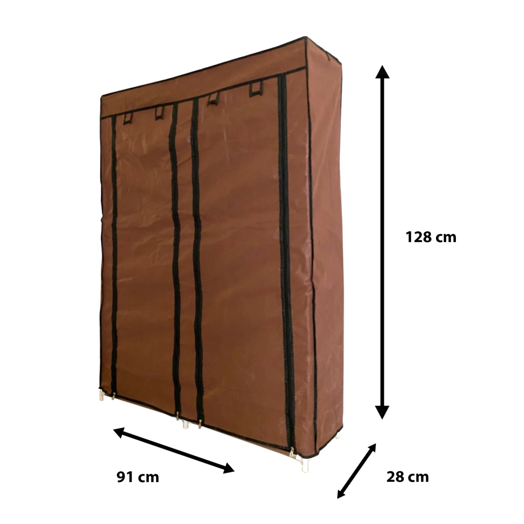 Scarpiera Tessuto per Scarpe con 2 Ante con Cerniera 125x92x28,5cm, 28 paia. Marrone