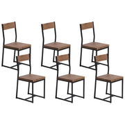 Set di 6 sedie da pranzo in legno scuro con gambe in metallo da cucina industriale