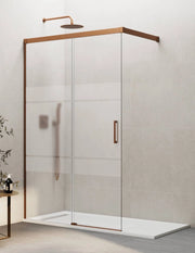 Porta doccia scorrevole 1+1 THALASSA (BASIC) walk-in 70 cm Profilo Rame vetro serigrafato