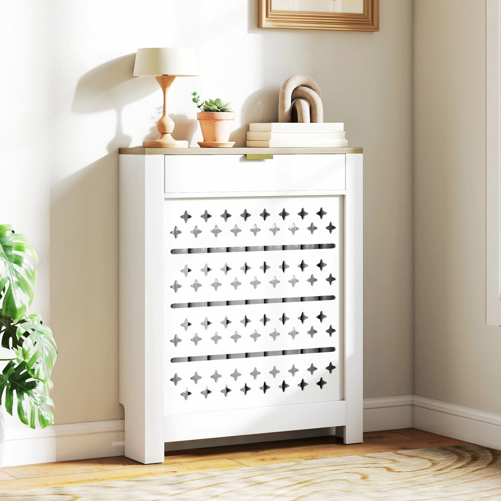 Copri termosifone con mensola e anta ribaltabile ¨C Xylo ¨C 78x19x95,5 cm bianco