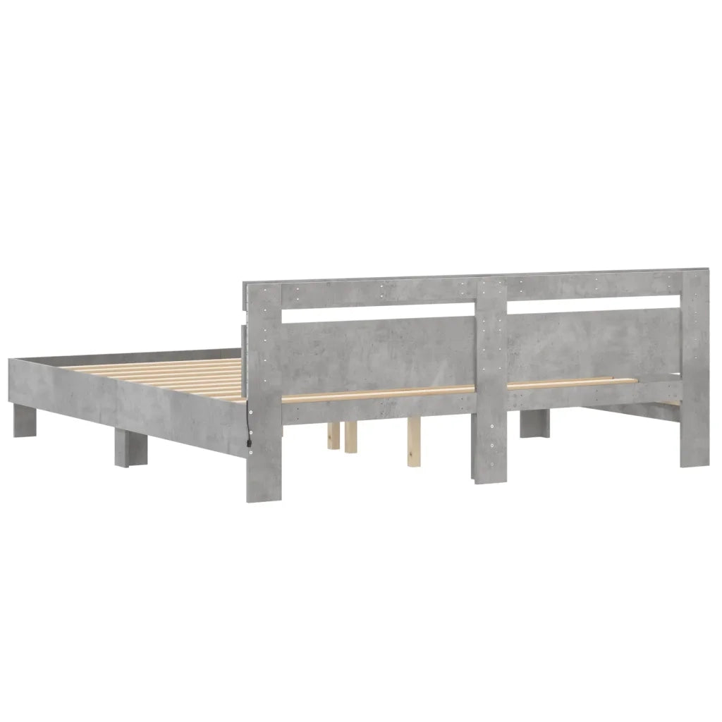 Giroletto con Testiera e LED-Struttura Letto con testiera Grigio Cemento 180x200 cm 807605