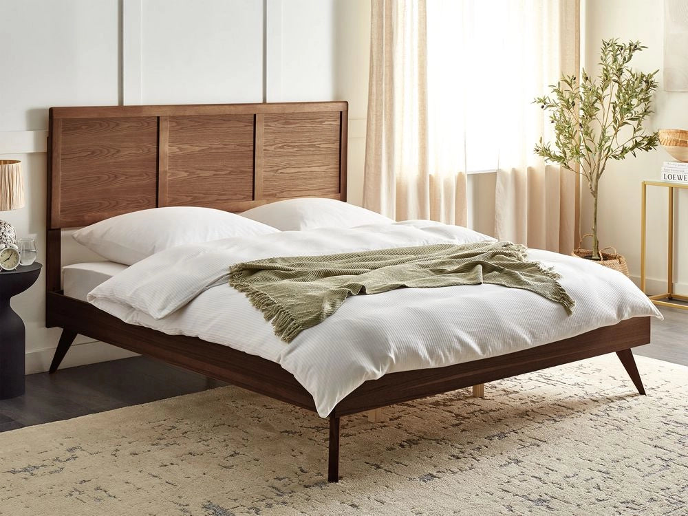 Letto in Legno Marrone Scuro Rete a Doghe Stile Classico 180 x 200 cm