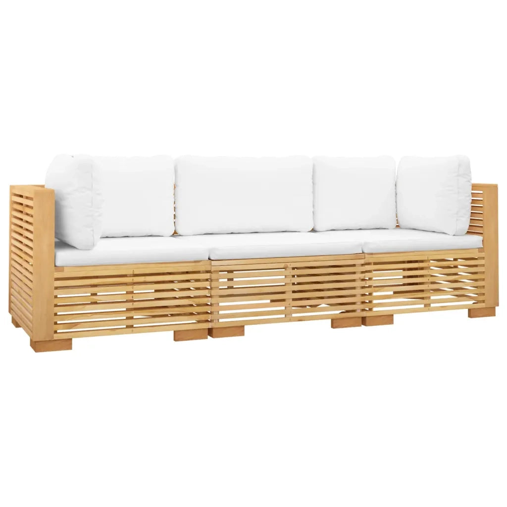 Set Divani da Giardino 3 pz con Cuscini Legno Massello di Teak 3100865