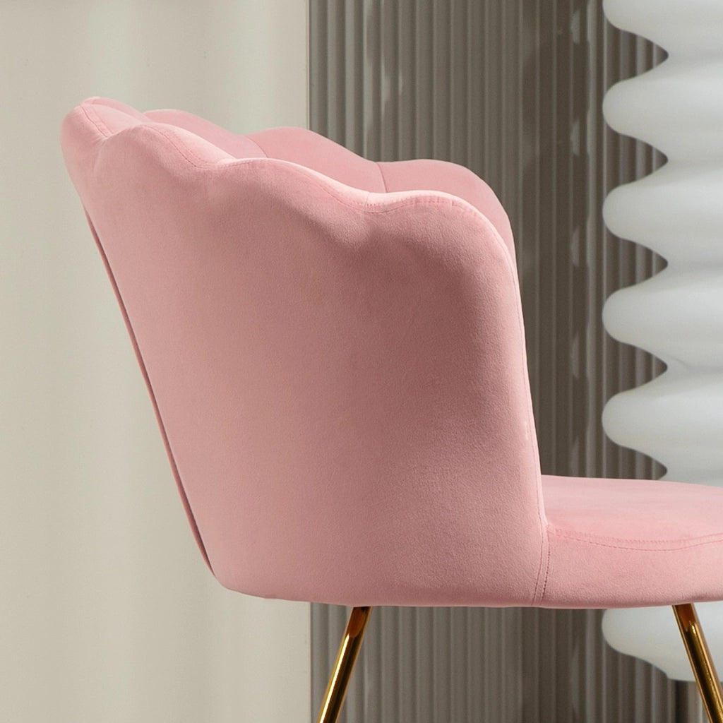 Poltrona in velluto con gambe in acciaio ¨C Zephmum ¨C Rosa 69x64x80 cm