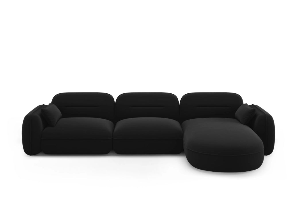 Cosmopolitan Design - Divano angolare modulare destro "Sydney" 4 posti in velluto nero 