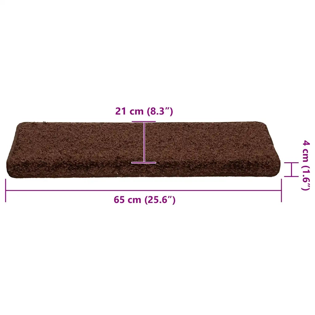 Tappetini per scale 30 pz 65x21x4 cm Marrone Bordo rettangolare 3365828