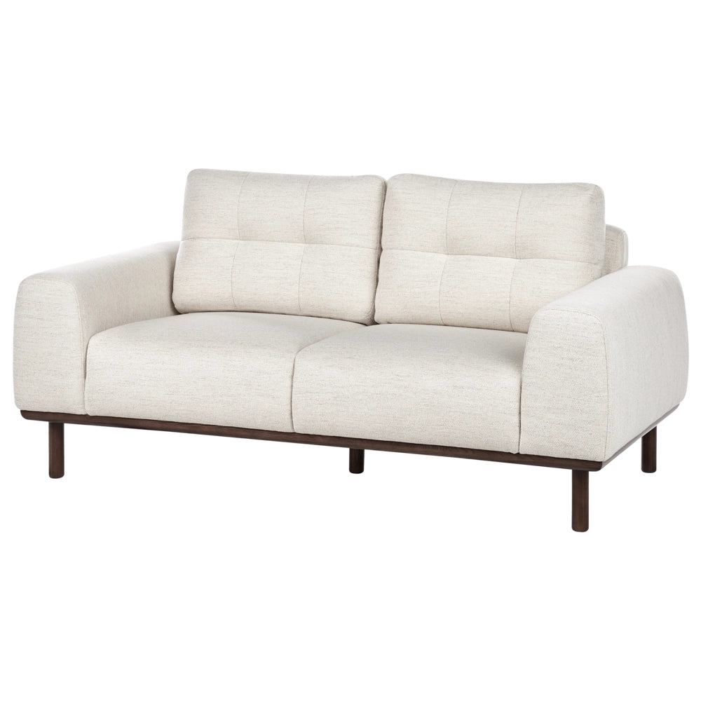 Divano a 2 posti in tessuto Beige chiaro Soggiorno in stile moderno Gambe in legno scuro