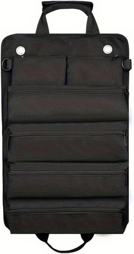 Organizzatore di Borsa per Strumenti - Borsa Roll Up in Material Resistente con Tasche Removibili - Set di Stoccaggio Portatile Compatto per Uomini Meccanici Elettricisti (Nero)
