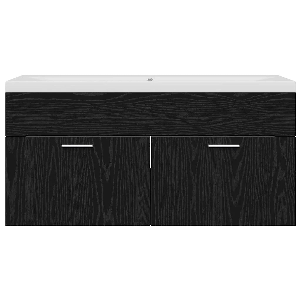 Mobile da Bagno con porta Rovere Nero 100 x 38,5 x 46 cm