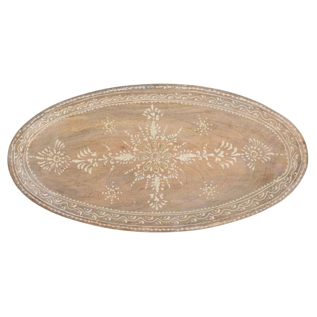Centrotavola in legno dipinto a mano marrone 35,5x20x2,5h