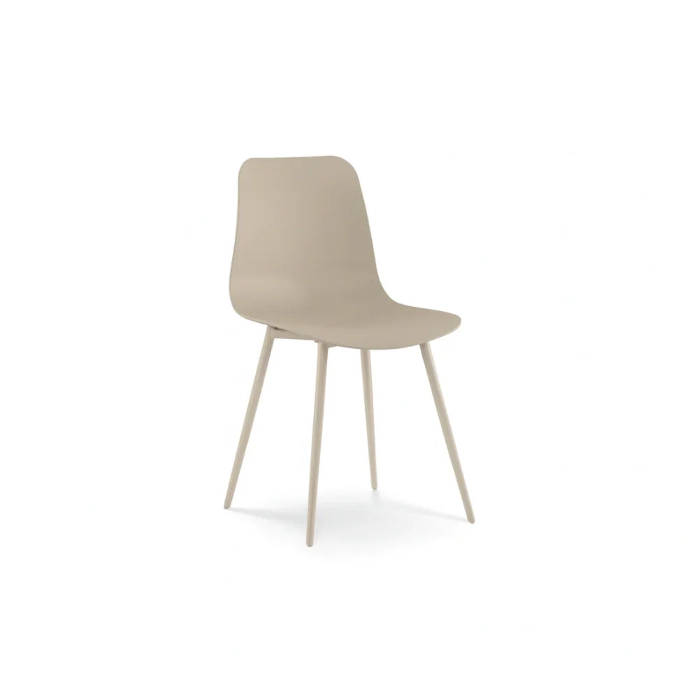 Set di 4 sedie da pranzo in polipropilene beige Wave con struttura in metallo facili da pulire | Duzzle