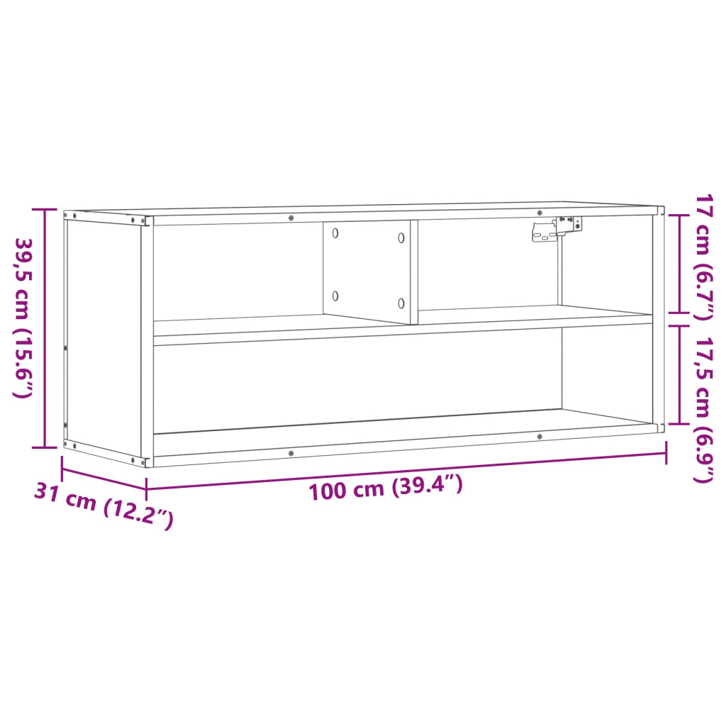 vidaXL Mobile TV Grigio Sonoma 100x31x39,5cm Legno Multistrato Metallo