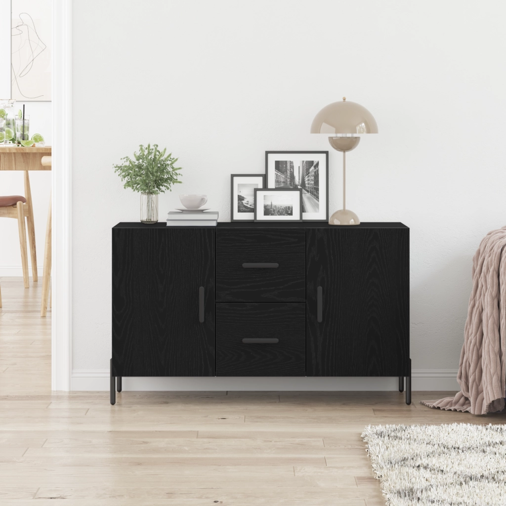 Sideboard  Nero Rovere 100x36x60 cm Legno ingegnerizzato