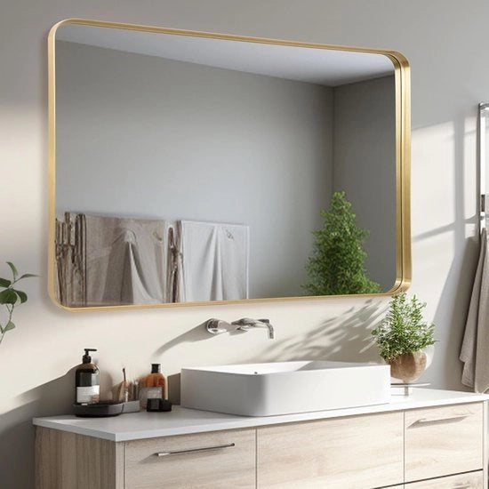 Specchio da Parete Stile Classico 75 x 100 cm - Specchio Quadrato con Angoli Curvi per Bagno, Hall, Salotto o Camera da Letto