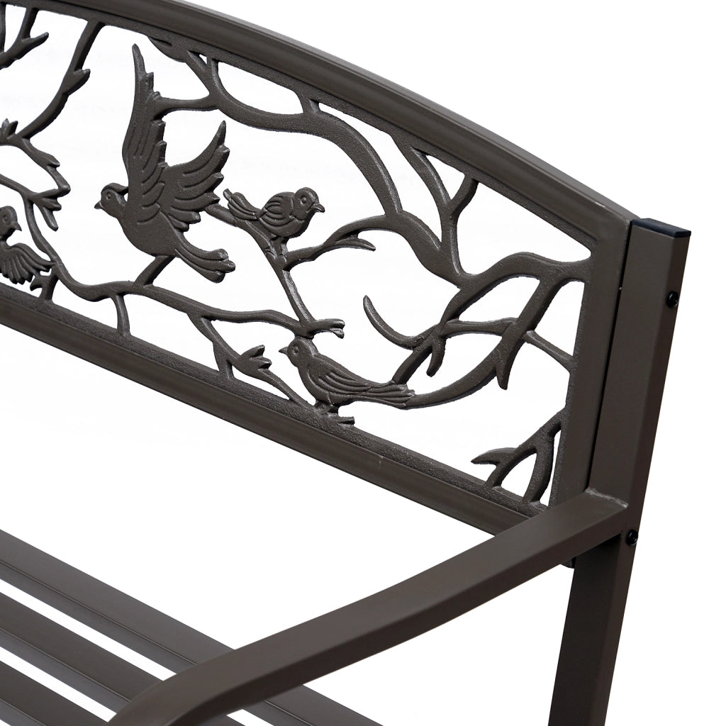 Banc de Jardin 3 Posti ¨C zephmum ¨C Marrone, Metallo, 127x60x85 cm
