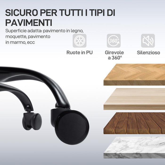 Sedia da Ufficio Ergonomica e Traspirante 73x75x120-128 cm con Supporto Lombare Dinamico e Poggiapiedi Nero