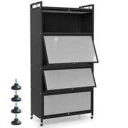 Mobiletto da cucina 80,5 x 40 x 162 cm con ruote e ganci design contemporaneo in metallo nero 20_0016169