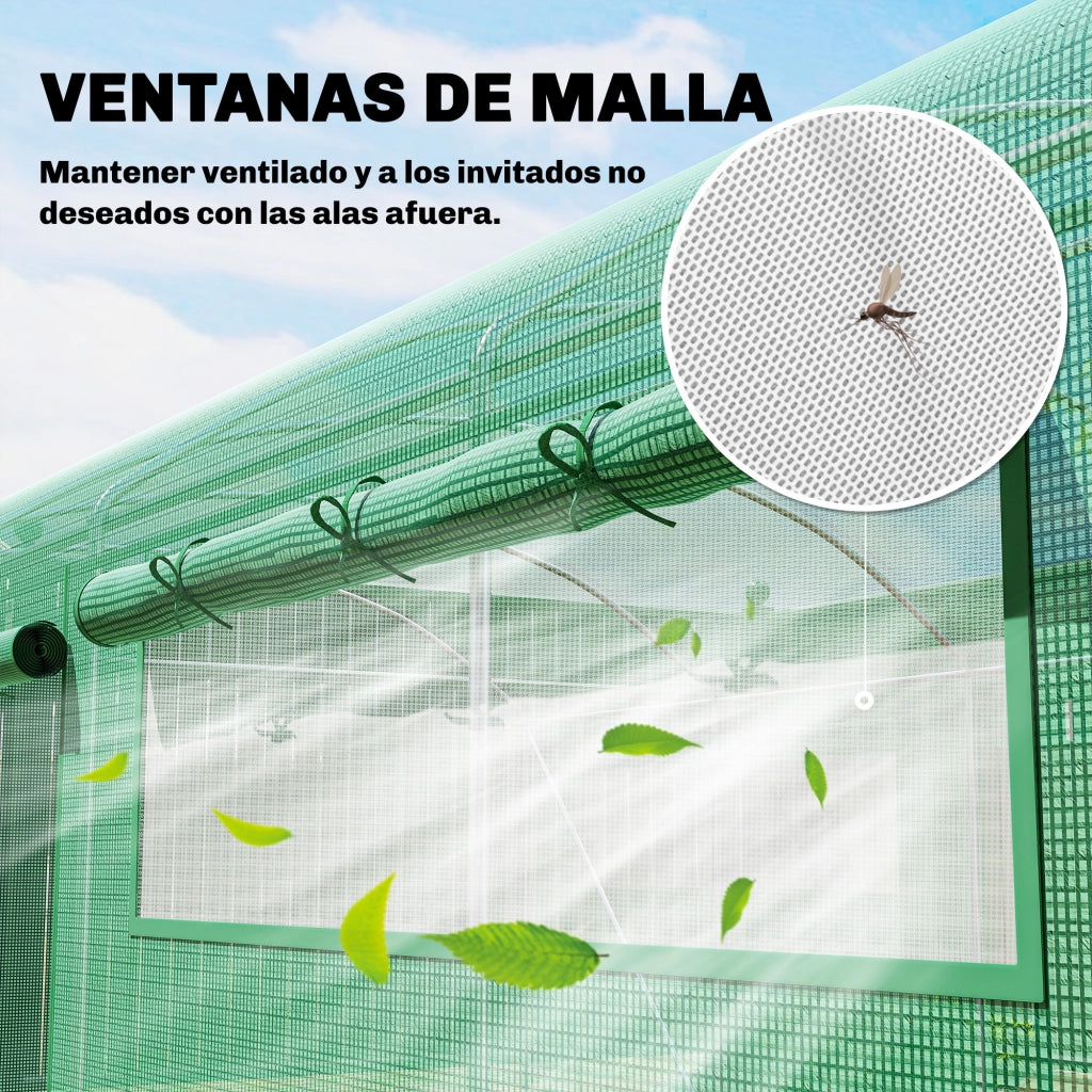 Serra Tunnel 6x3x2m ¨C Xylo ¨C 3 Porte Arrotolabili 6 Finestre Rete Acciaio Galvanizzato Verde