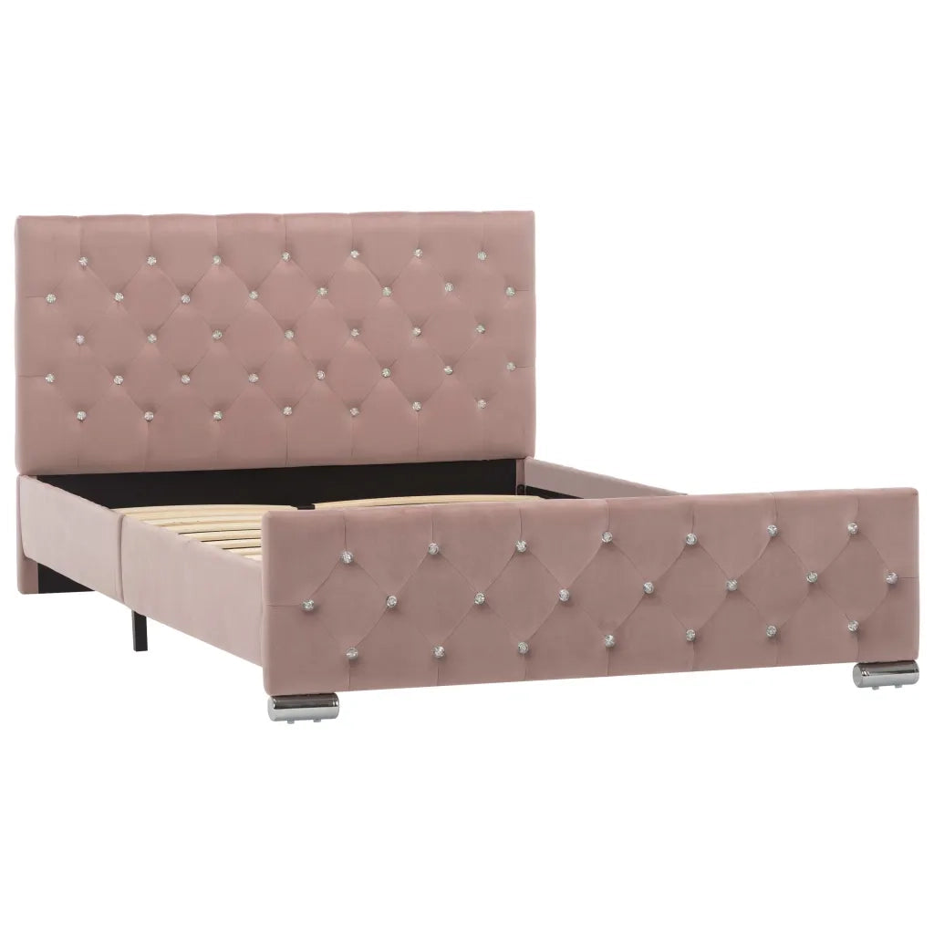 Letto matrimoniale | Letto per adulti | Giroletto Rosa in Velluto 120x200 cm