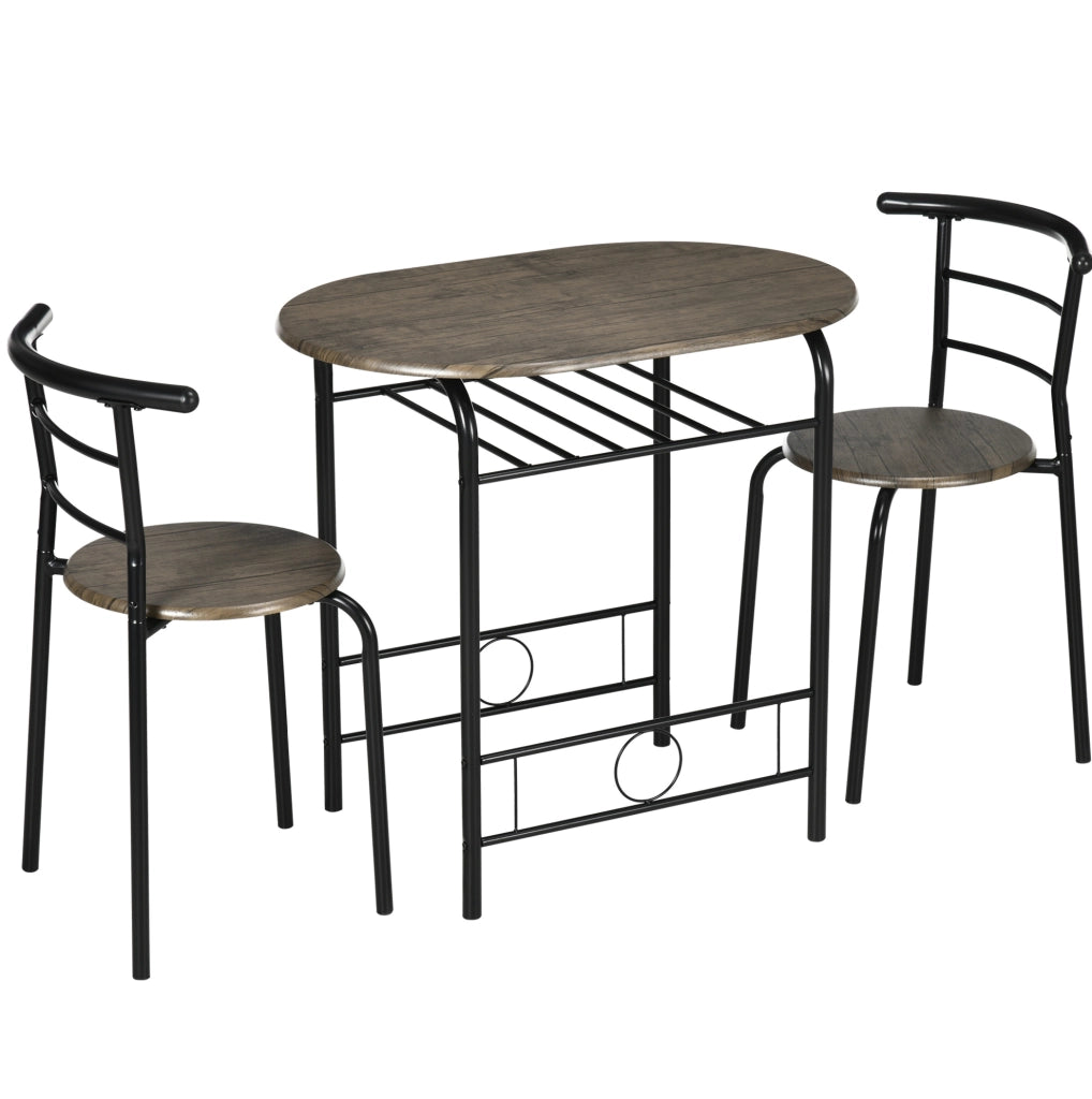 TAVOLO Bistro con 2 sedie, 80 x 53 x 74,5 cm, nero, Set da 3 pezzi