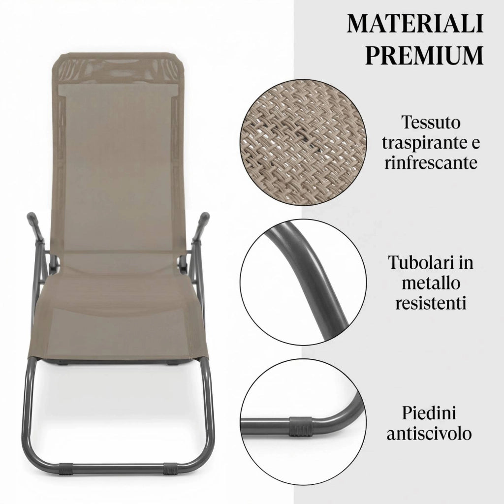 Marvin Lettino Basculante da Giardino Swing Sdraio Oscillante in Acciaio Telo Textilene Traspirante Relax Ergonomico per