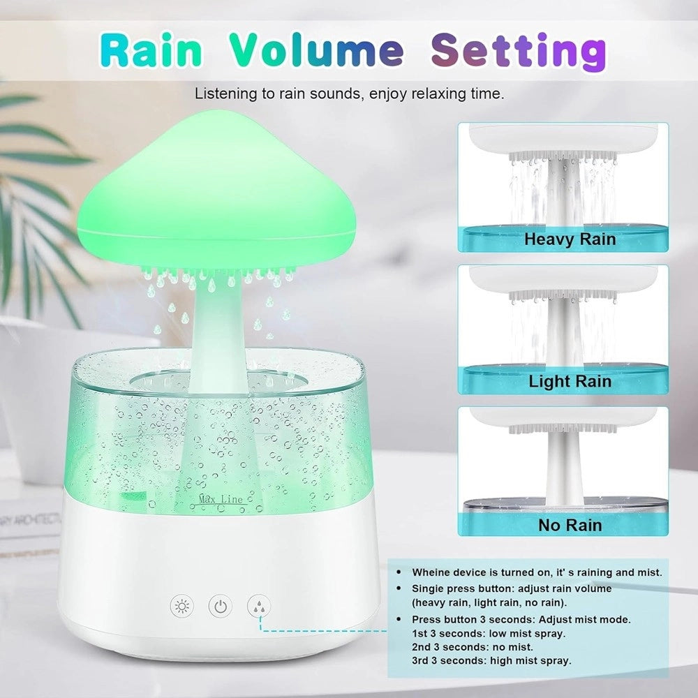 Trade Shop - Umidificatore Nuvola Di Pioggia Diffusore Oli Essenziali Aromaterapia Con 7 Luci -