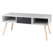 Tavolino Flynn 1 Cassetto E Due Vani A Giorno 100x50x43 Bianco/grigio