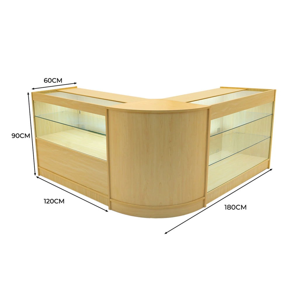 Set Bancone Acero Hera LED K1200 C1200 CM60 con Serratura e Vetrina Espositiva