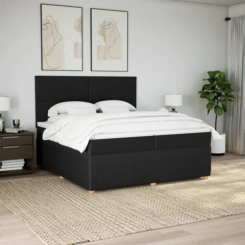 Giroletto a Molle con Materasso Nero 200x200 cm in Tessuto