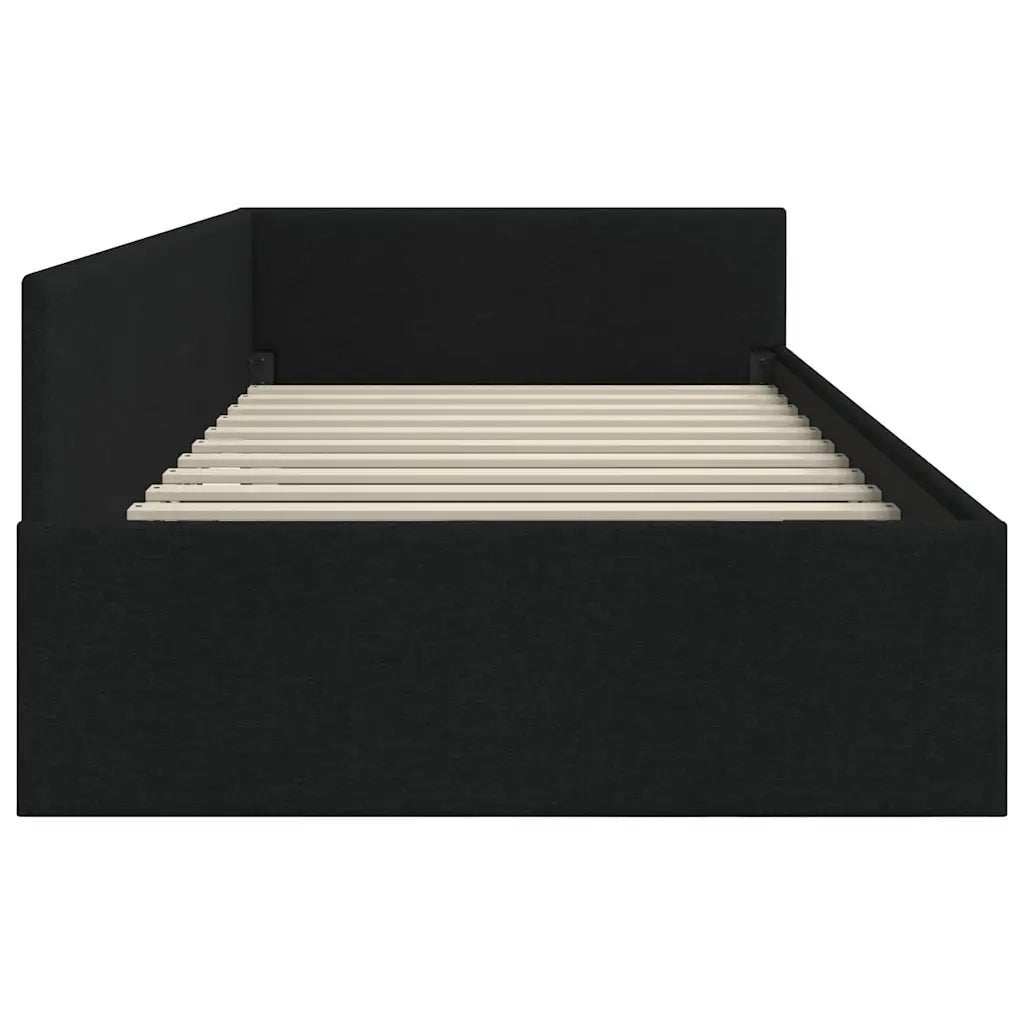 Cornice del letto ad angolo Nero 90 cm x 190 cm Tessuto