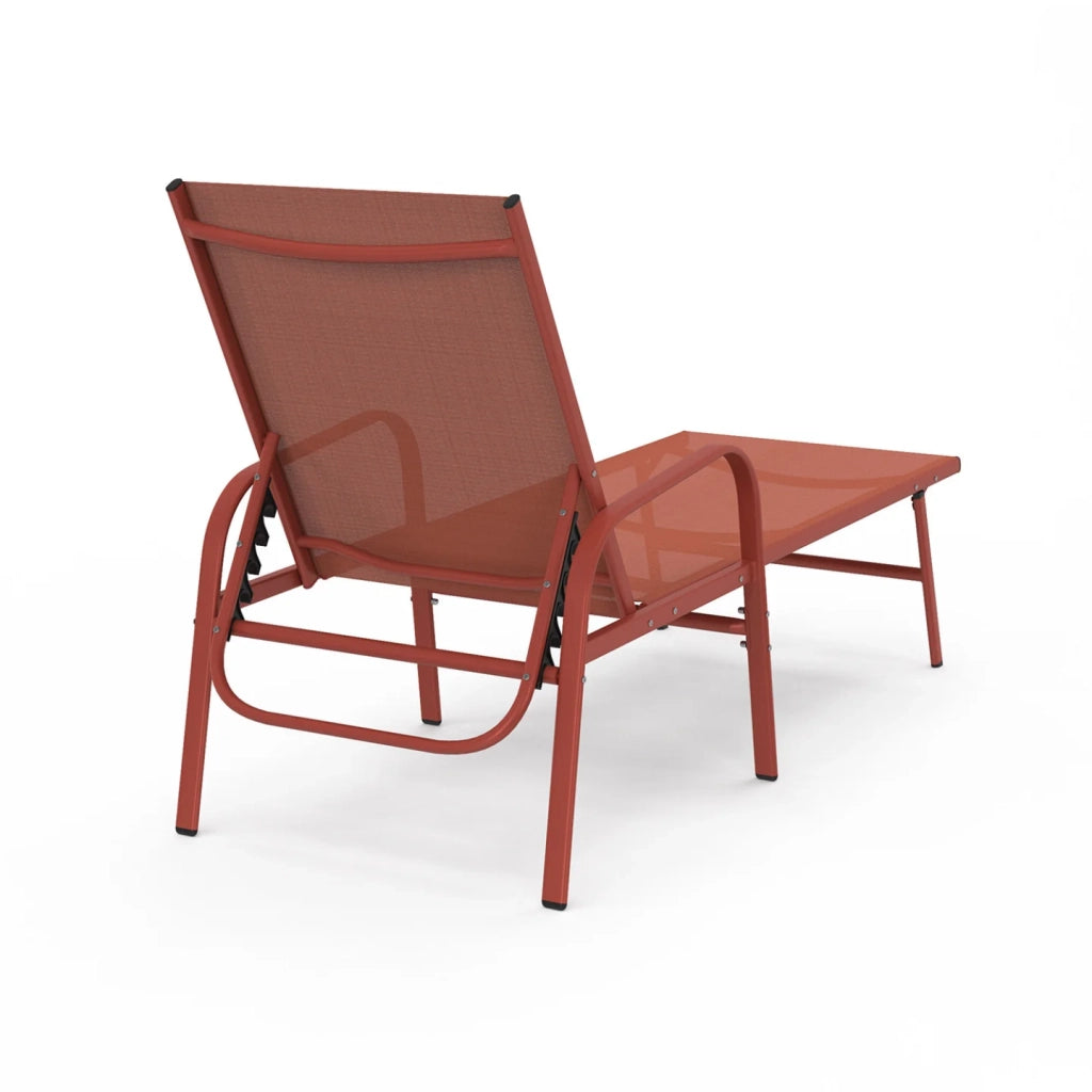 IDMarket - Set di 2 lettini da giardino reclinabili FIDJI in acciaio e tessuto terracotta