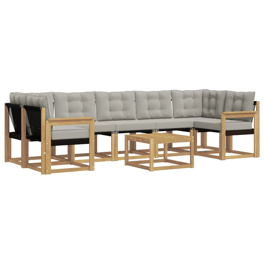 Set di divani da esterno 8 pz Bianco e Grigio Chiaro 3389301