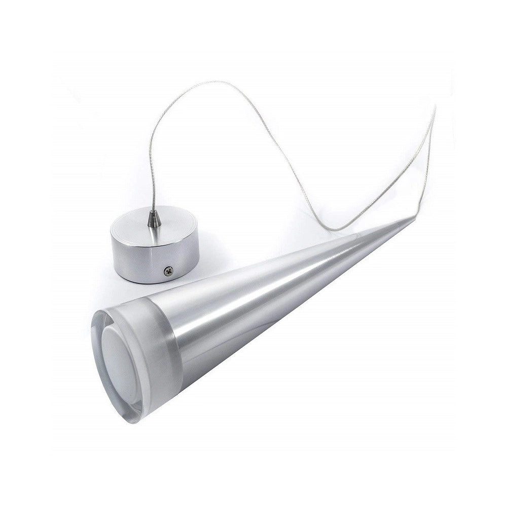 Trade Shop - Pendente Lampada Lampadario Conico Allungato Acciaio A Soffitto Luce Led Applique Design -