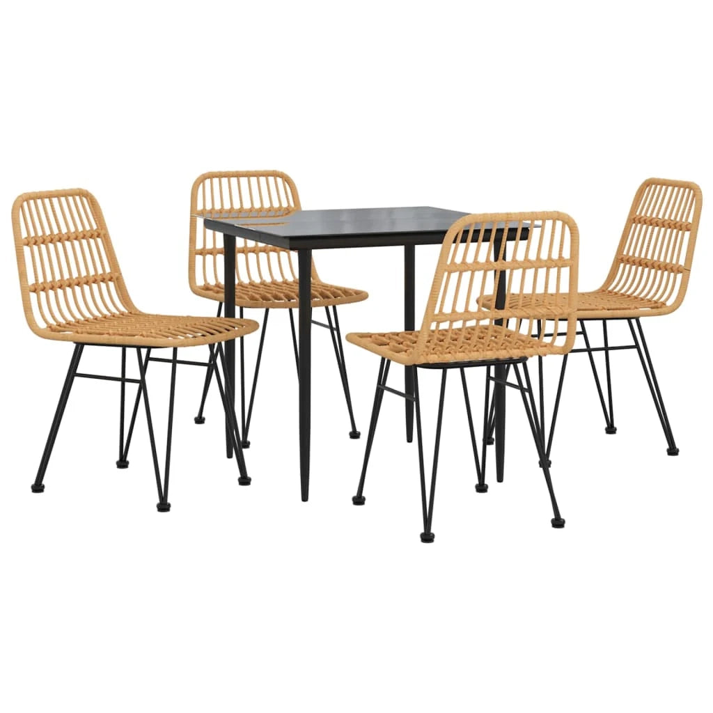 Set da pranzo da esterno 5 pezzi mobili da giardino resina di vimini 02_0014326