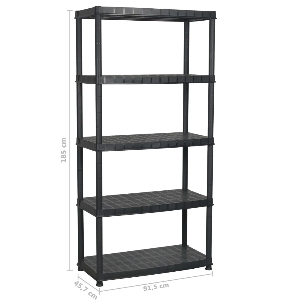 Scaffale a 5 Ripiani Nero 91,5x45,7x185 cm in Plastica CFW4557338