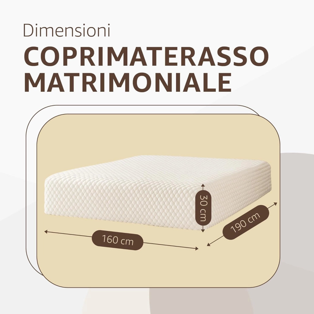 Coprimaterasso Massaggiante Matrimoniale 160x190x30 cm - Copri Materasso Anallergico Traspirante con Effetto Relax