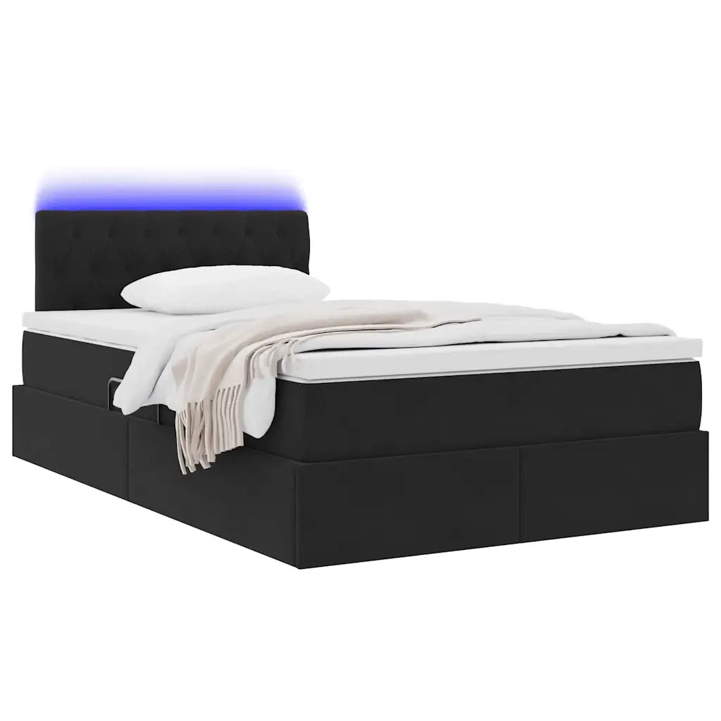 Letto con contenitore LED e materasso Nero 120 x 200 cm Velluto