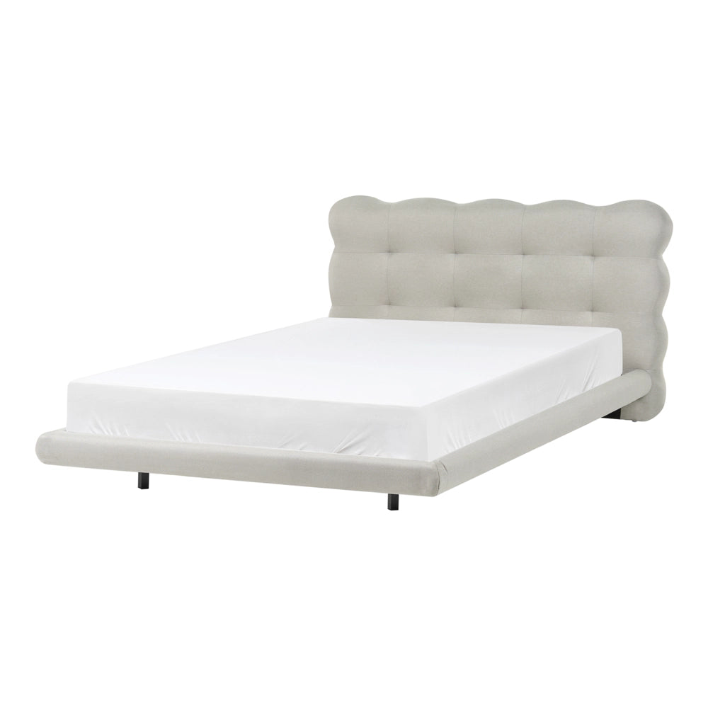 Letto matrimoniale in tessuto con testata trapuntata Beige 120 x 200 cm design moderno