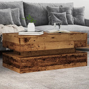Tavolino da Salotto con Luci LED Legno Antico 90x50x40 cm 857718
