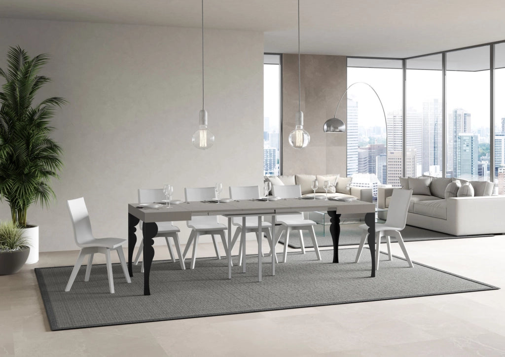Tavolo allungabile 90/246x90 cm Paxon cashmere gambe antracite