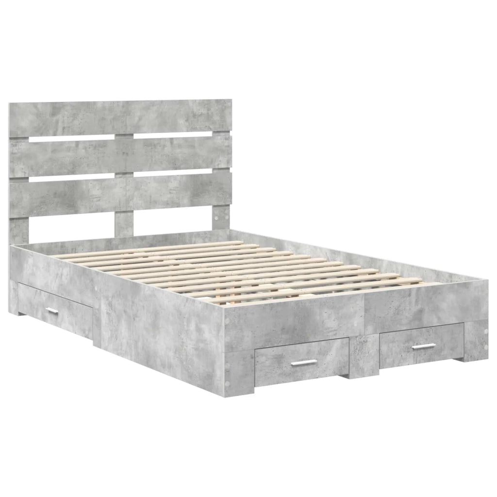 Struttura del letto con cassetto Grigio cemento 135 x 190 cm 3411983