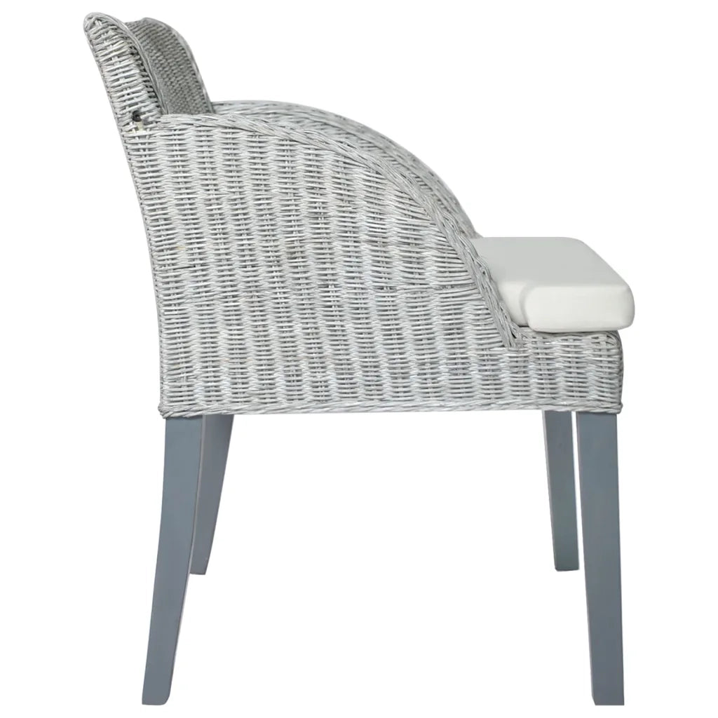 Sedia da Pranzo con Cuscino Grigio in Rattan Naturale cod mxl 25610