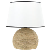 Lampada da tavolo in corda di paglia intrecciata con tessuto naturale stile naturale
