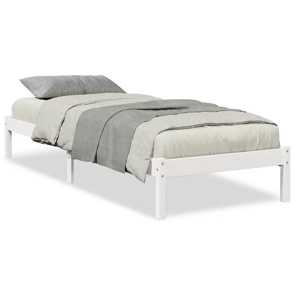 Letto Extra Lungo senza Materasso Bianco 90x210 cm in Pino