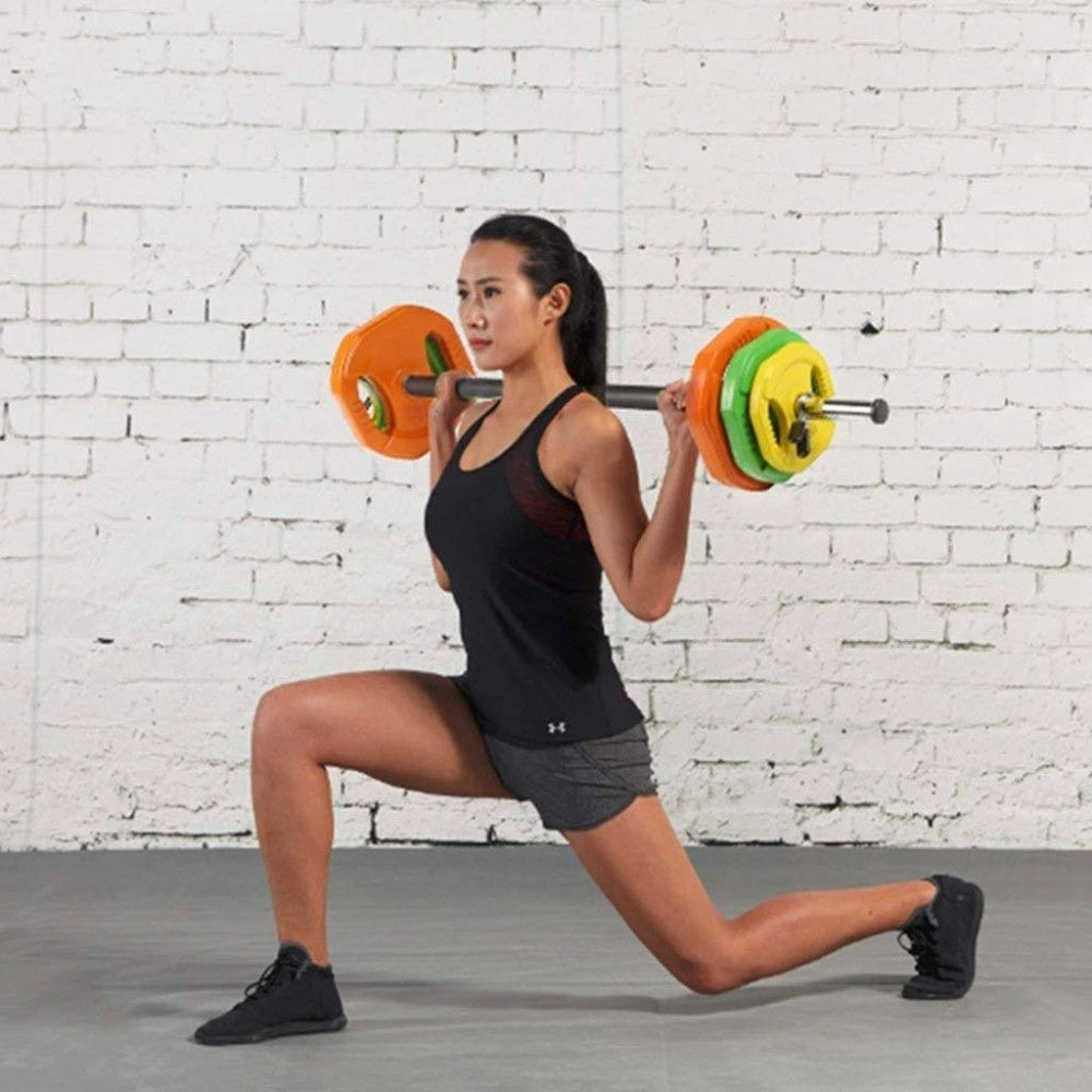 Trade Shop - Set Bilanciere Con Dischi Colorati Pesi Da 20kg Per Allenamento Home Gym Fitness -