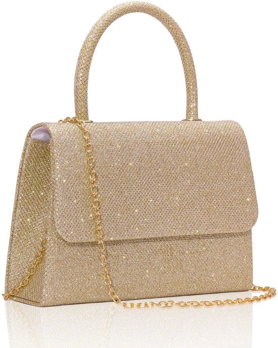Borsa a Tracolla con Chiusura a Cerniera, Decorata con Pailletti, per Donna, con Cinturino Rimovibile, Borsa da Sera Elegante, con Maniglia, Borsa a Tracolla Modulare per Matrimonio, Festa, Banchetto, 20x13x5CM