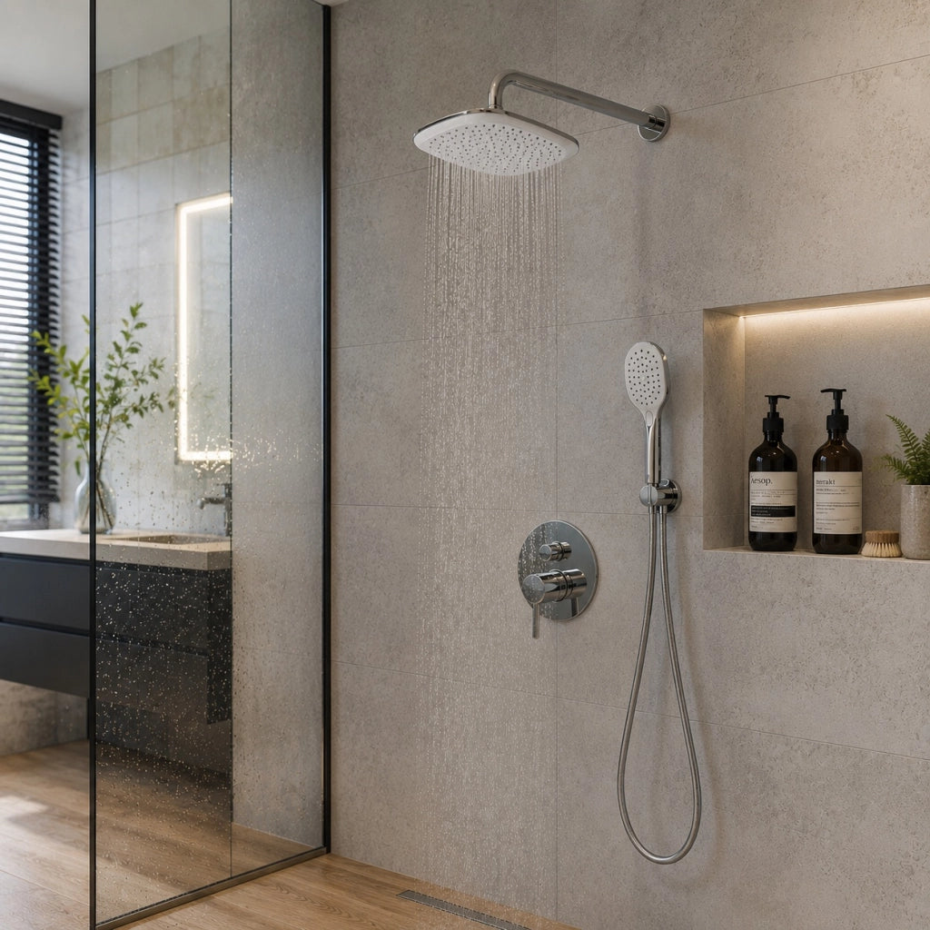 Soffione Doccia Per Bagno Quadrato Multigetto Bianco 15x15 cm 1/2" 69289