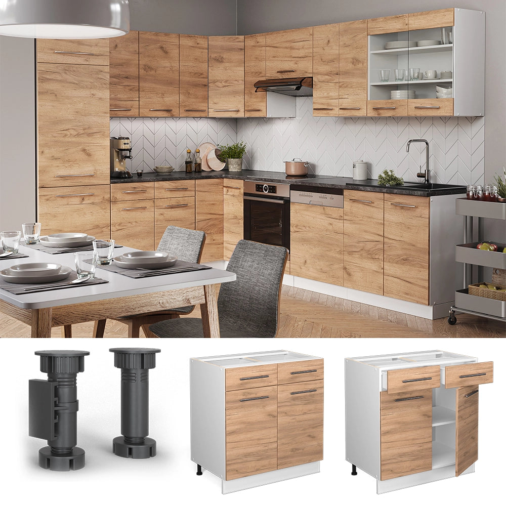 Mobiletto base per cucina Fame-Line Rovere dorato/Bianco 80 cm, PL Rovere Vicco