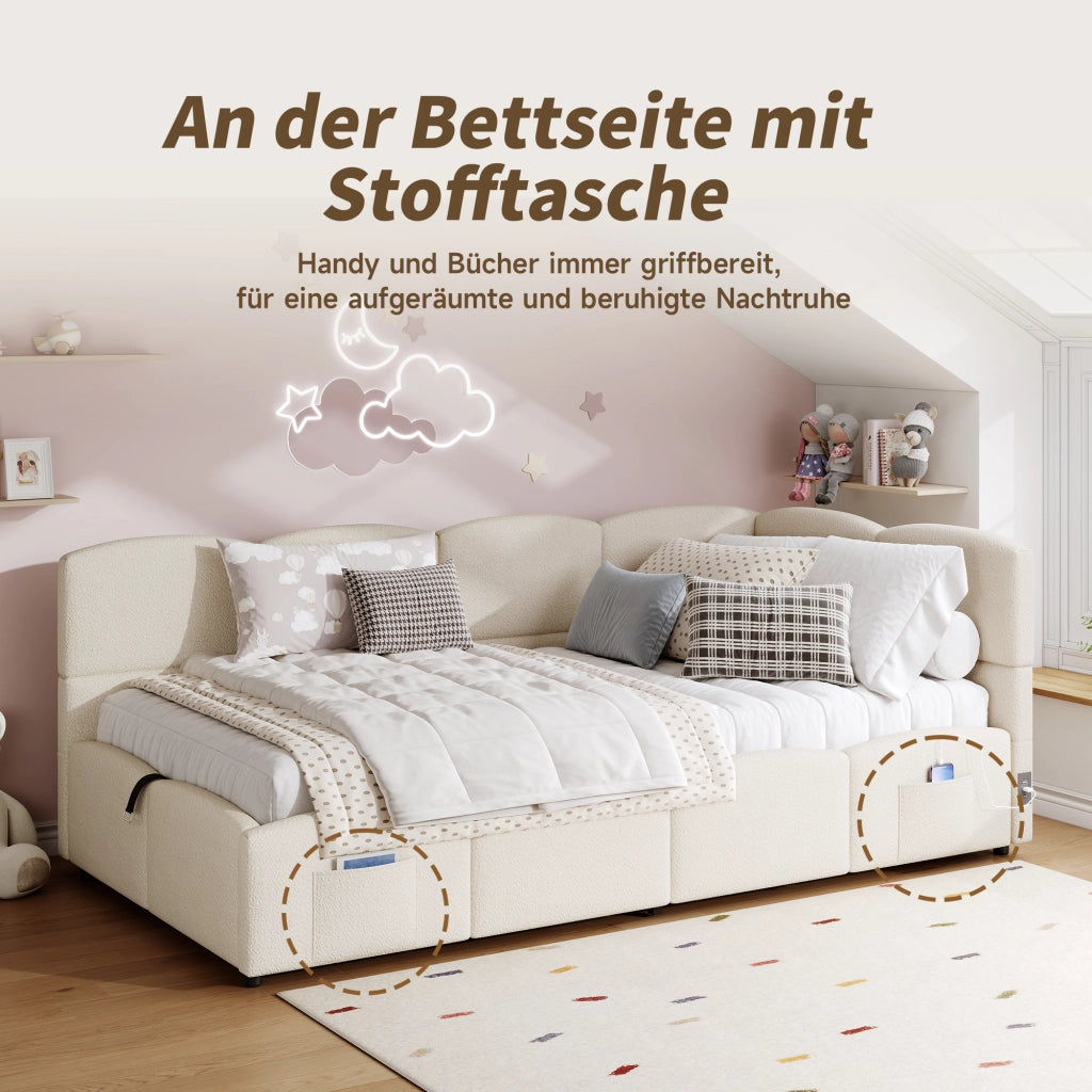 Letto con stoccaggio idraulico Bouclé 90x200 cm